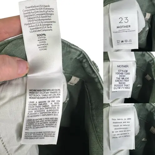 MOTHER MAJOR SNEAK FRAY in Green ROGER THAT Wide Leg Raw Hem Size 23 Army Green