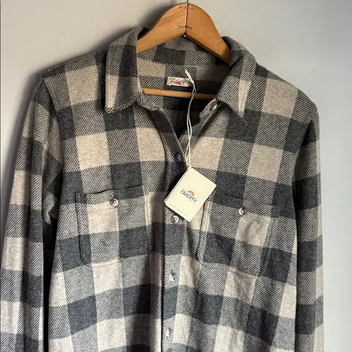 Faherty NEW Tan Charcoal Buffalo Check Legend Sweater Shirt