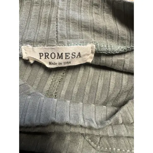 Prómesa Promesa Women's Cotton Front Tie Balloon Sleeves Sage Green Blouse Size M