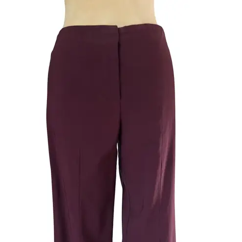 Cache  Burgundy Flat Front Pant 10" front bottom leg split Stretch No Waist Band