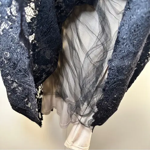 Badgley Mischka  Size 4 Black Lace Mesh Mini Dress Wedding Prom Cocktail Coquette