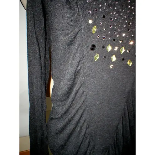 New Womens NWT Designer PF Paola Frani Top Sweater 8 Black Italy 44 Cashmere Sil