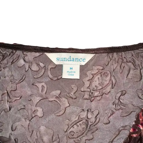 Sundance Silk Blend Velvet Brown Floral Paisley Print Sleeveless Maxi Dress MED