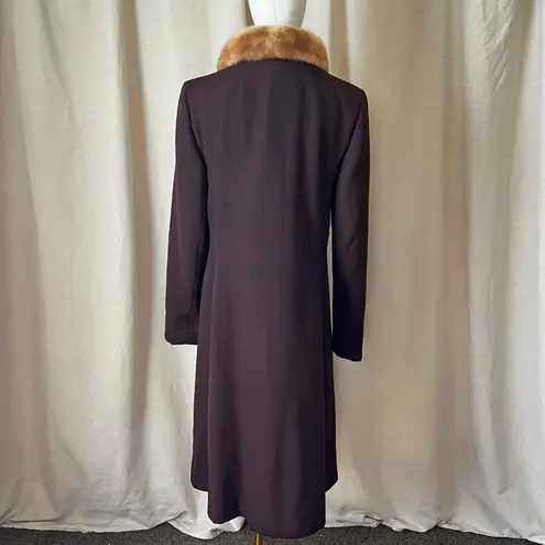 Vintage 1960s Lane Bryant Tall Shop Wool Coat w/ Genuine Mink Fur Collar Sz M Brown