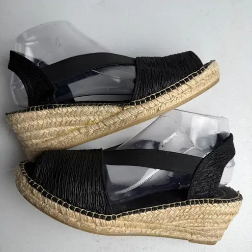 Toni Pons Teide Jute Espadrille Wedge Slingback Sandal Black EU 39 US 8.5