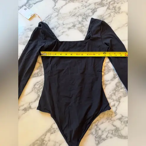 Quince NWT Second Skin Square Neck Long Sleeve Black Bodysuit Sz XS