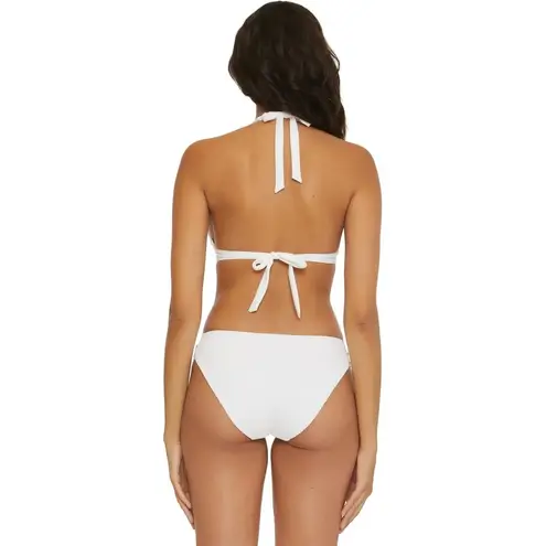 Becca Ribbed Daniella Corset Side Hipster Bikini Bottom Size Medium White NWT