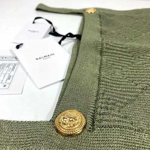 Balmain Vichy Gingham Knit Tank Top Olive Green 44 FR 12 US NWT DF0AB051KH60