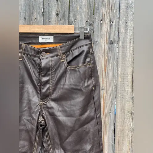 STILL HERE Tate Paneled Faux Leather Straight