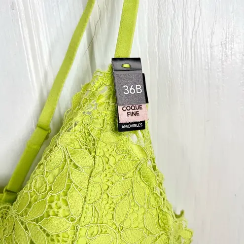 Etam Women's Green Lace Bralette 36B Wireless Adjustable Straps Celery Juice Size undefined