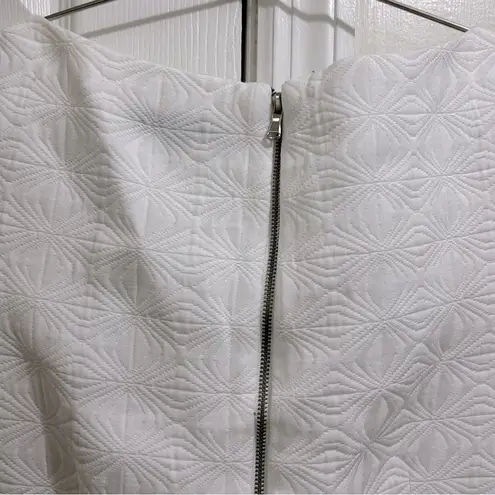 Sandra Darren Textured White Dress w/Pockets Shower Wedding Guest Size 8 NWT