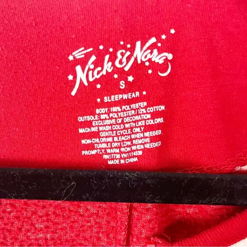 Nick & Nora Red Striped Front Zipper Foot Enclosure Long Sleeves Pajamas Small