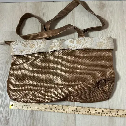Paola del Lungo Firenze Italy Gold Woven Tote Bag