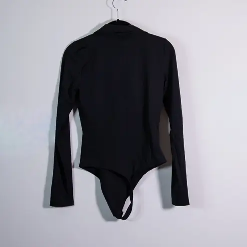 Babaton Aritzia Contour Polo V Neck Longsleeve One Piece Bodysuit Black Medium