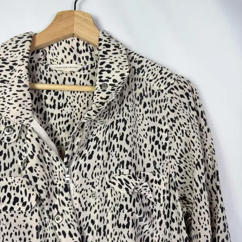 Rebecca Taylor Beige & Black Animal Print Long Sleeve Straight Leg Jumpsuit 8