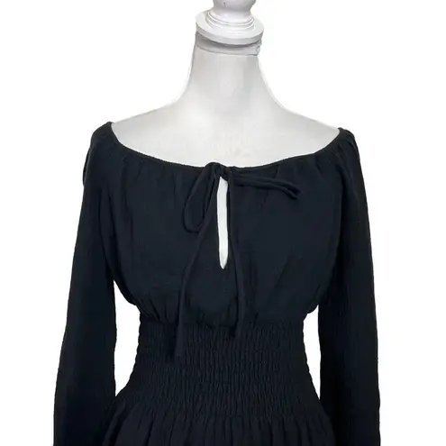 Majorelle Kalani Mini Dress in Black Off The Shoulder A Line Smocked Revolve XS