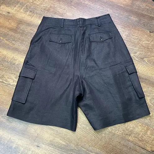 Vintage LRL Lauren Ralph Lauren 100% Linen Women's Sz 10 Black Cargo Shorts Y2K