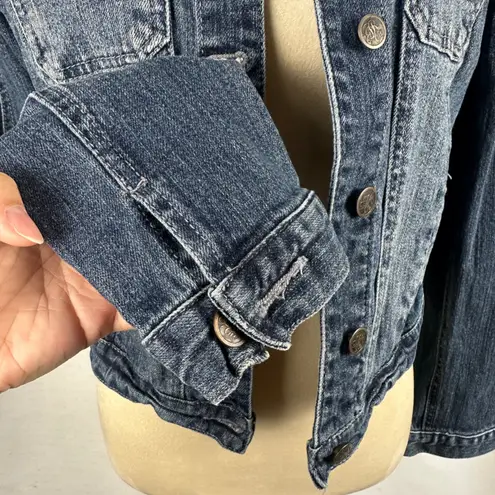 American Rag Cie Classic Blue Denim Cropped Jean Jacket Women Medium Distressed Size undefined