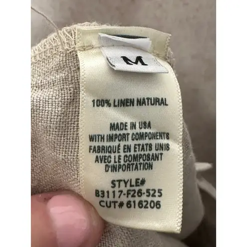 Bella Dahl Women's Natural Linen Shorts Size Medium Pleated Casual Shell Button