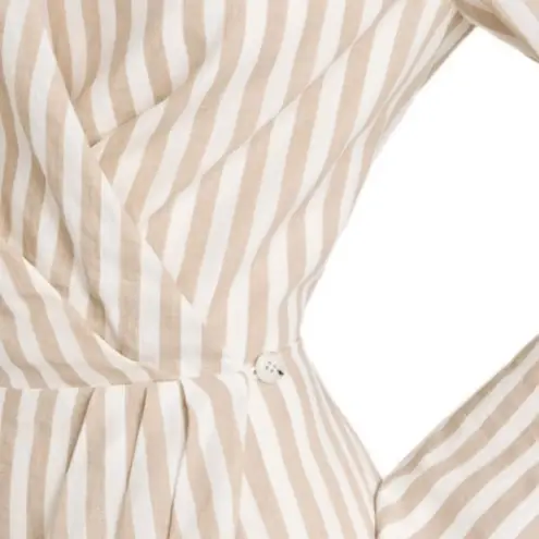 NANUSHKA Esma Cotton Linen Striped Wrap Open Back Mini Dress Size S NWT