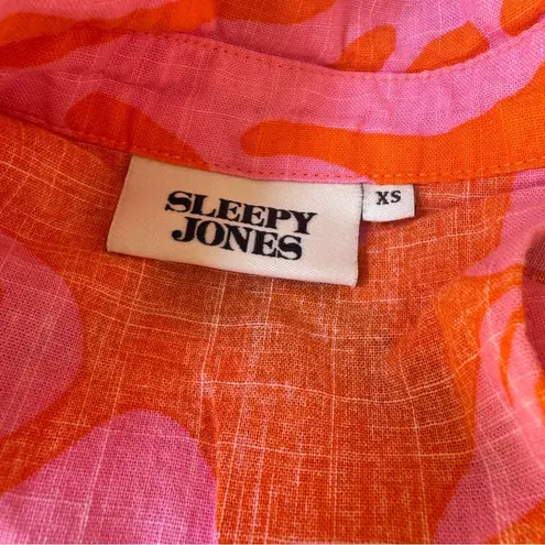 Sleepy Jones Aloha Jane Tunic Dress mini in Aloha Floral orange pink Sz XS