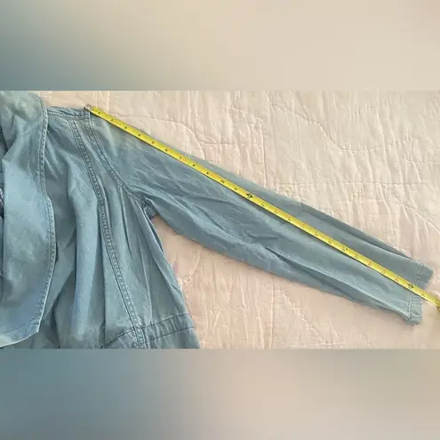 Max jeans Womens Blue Denim Drape Front Cinch Waist Drawstring Jacket Size XS