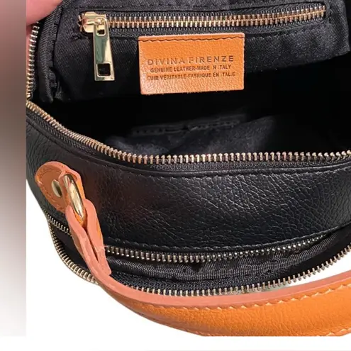 Divina Firenze black Pebbled Leather Convertible Top Handle Backpack Crossbody