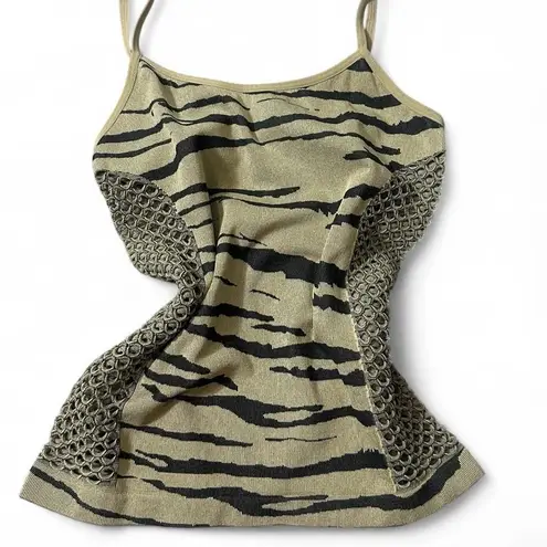 Y2K Tiger Print Mesh Tank Green Size undefined
