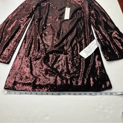 Dress the Population Maroon Port Liza Cape Sleeve Sequin Mini Dress Medium NEW