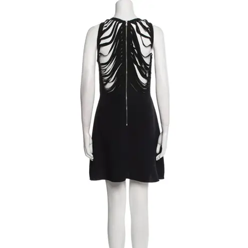 Sandro Paris Women's Black Mini Dress Slit Open Back Fit and Flare Size 4 Party