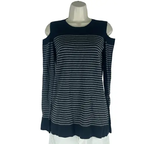 Acrobat Cashmere Blend Sweater Cold Shoulder Striped Size XS Black