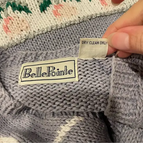 Vintage 80’s Belle Pointe lavender bunny easter spring cardigan chunky oversize Purple Size L