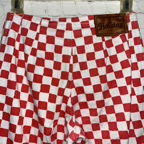 Holiday by Emma Mulholland Red White Checkered Kokomo Pants Trousers Size XS