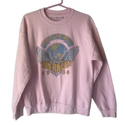 Van Halen Vintage 80s Medium Pink World Tour Band Single Stitch Crew Sweater
