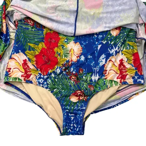 Swimsuits For All Tropical Tank Dress Plunge Swimsuit Size 22 Plus Vacation Red