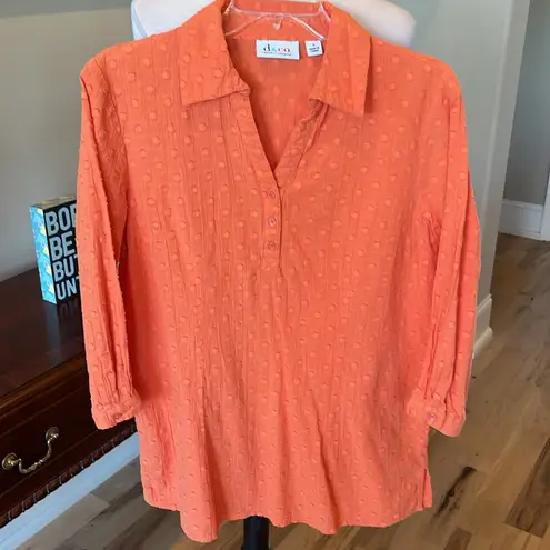 Oversized Vintage Orange Textured Collared Tunic