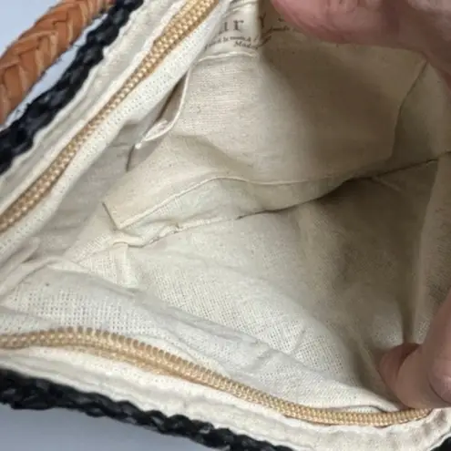 Mar Y Sol Raffia Shoulder Bag Black Woven Straw Purse Leather Tassel Madagascar