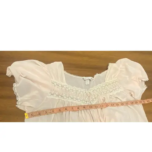 Vintage Pink Lace Nightgown Romantic Peignoir Sz Large Style Coquette Soft Girl
