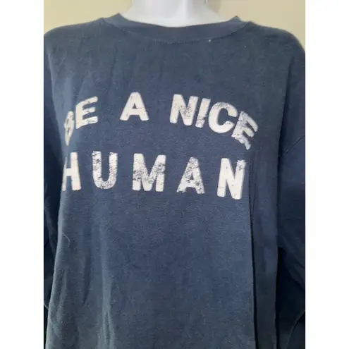 Suburban Riot Be a Nice Human Sweatshirt Crew Neck Top Women's Medium Blue