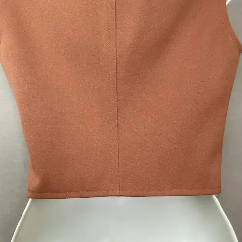 Vintage 70s Vest Women Brown Princess Seams Women Retro Aesthetic Tomboy Size XXS