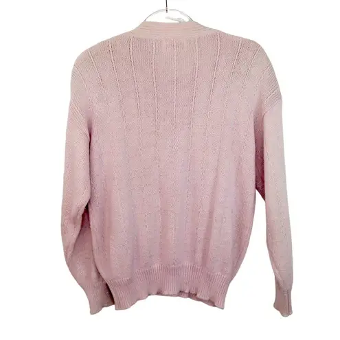 Jaclyn Smith Vintage Pink Beaded Pearl Embroidered Sweater Large Grandmacore