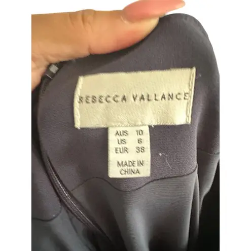 REBECCA VALLANCE Navy Ruffle Long Sleeve Dress Size US 6 Blue