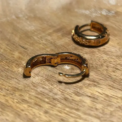 Sterling Silver CZ Huggies Gold Vermeil Over 925  Earrings