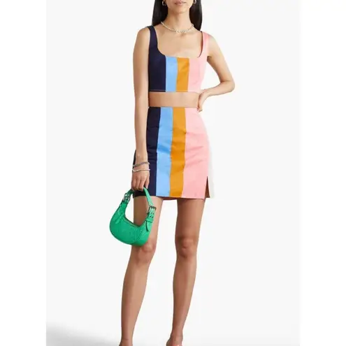 STAUD Wells cropped striped cotton-blend poplin top Women’s 00