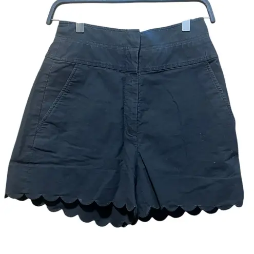 Rebecca Taylor Scalloped High Waist Black Shorts Size 4