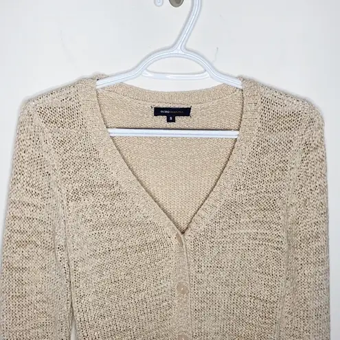 BCBGMAXAZRIA  tape knit sweater cardigan with crochet borders size S