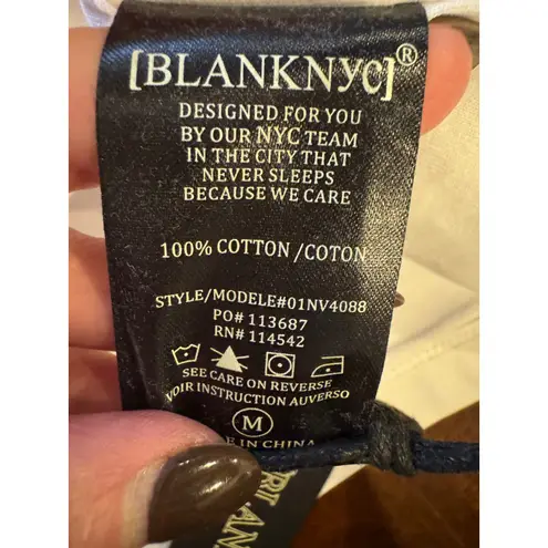 BLANKNYC Shirt Women Medium White Cotton Might Be Right Shoulder Pad Tee NWT