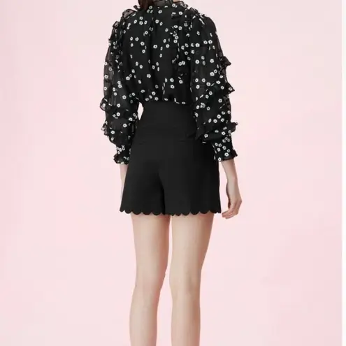 Rebecca Taylor Scalloped High Waist Black Shorts Size 4