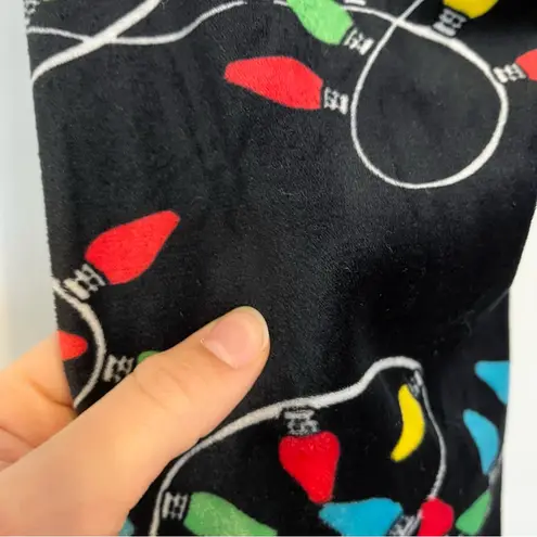 Serra Christmas leggings black velvet Christmas lights fitted stretch medium ugly