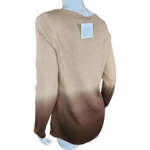 Belle By Kim Gravel Heathered Dip Dye Sweater Brown Coffee Bean XX